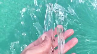 Unusual ice on Lake Moraine in Canada