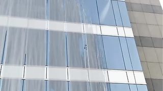 Window cleaning using drones