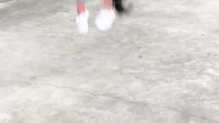 A few somersaults performed by a little girl