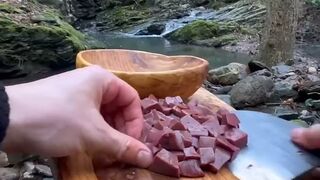 Cooking stuffed liver in lamb fat