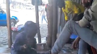 He cleans a man's shoes to help his mother
