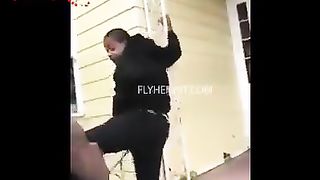 He sucker punched a 75 year old mother.This is what happened when her son arrived and saw her down on the floor