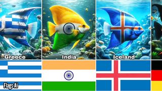 Angelfish version different countries flags