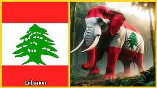 Elephant versions in different  country flags