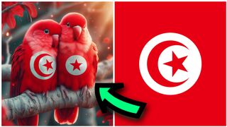 A pair Lovebird if they versions in different  country's flag