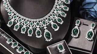 Ingenious 4PCS Luxury Green Purple Set For Women Wedding Cubic Zircon CZ African Dubai Bridal Jewelry