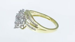 Jewelili 10K Yellow Gold 1/2 Cttw Regular White Round and Roll Precious stone Group Ring
