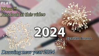 I'm drawing the atmosphere of New Year 2024, in the clear and beautiful sky ????