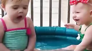 Babies are having fun in the water