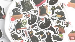 Mr. Paper 46pcs/Box Kawaii Black Cat Stickers Items Decoration DIY Handbook Stickers Boxed Cute Stickers Korean Stationery