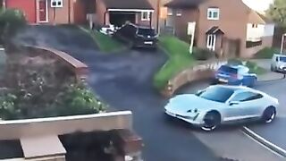 Porsche Taycan whoops crash at home