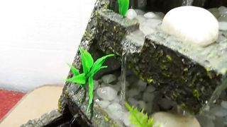 HOMEMADE STYROFOAM AND CEMENT MINI WATER FOUNTAIN WATERFALL