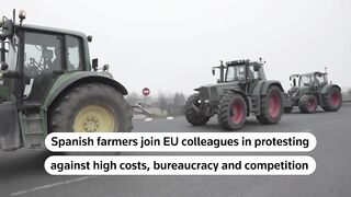 Spanish farmers, tractors join EU protests _ REUTERS.