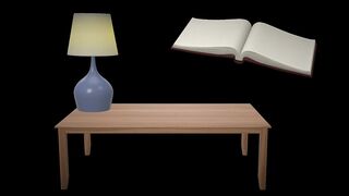 Flying book landing near lamp
