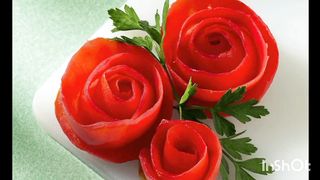 How To Make A Tomato Rose Flower__Fruits And Vegetables Garnish_#DIY Salad Decor