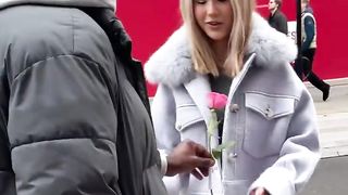 Giving a surprise to beautiful girls