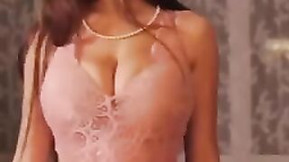 The girl shows a new dress