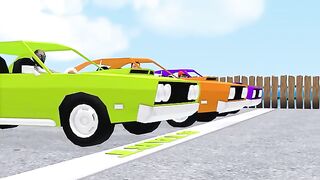 Scary Teacher 3D vs Squid Game Drive Over Wooden Stakes Challenger 5 Times Nick and Tani Winning