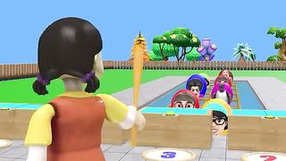 Scary Teacher 3D vs Squid Game Explode Balloon Mask 5 Times Challenge Miss T vs Nick vs Tani Win
