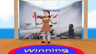 Scary Teacher 3D vs Squid Game Driving Off-Road Vehicles On Drums Level Max 5 Times Challenger.