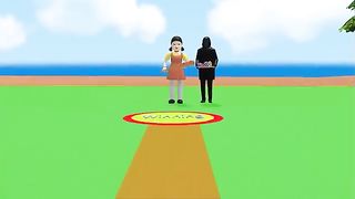 Scary Teacher 3D vs Squid Game Cycling Across Bridge Level Max 5 Times Challenge 3 Neighbor Winning