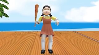 Scary Teacher 3D vs Squid Game BIKE RACE Wooden Ladder 5 Times Challenge Miss T vs 3 Neighbor Win