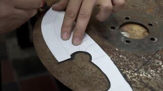 Fabricación de un gran cuchillo a partir de un disco de sembradora.
