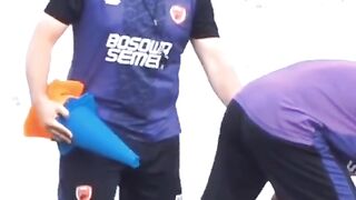 Preparation for football training before the match