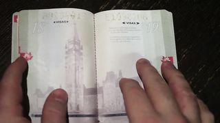 Канадский паспорт под ультрафиолетом. How Canada passport looks like under ultraviolet lights.