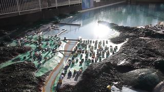 東海大学海洋科学博物館の津波実験装置.
