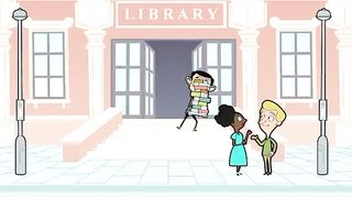 Moment saat Mr. Bean membawa tumpukan buku
