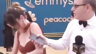The scoundrel climbed right into the journalist's cleavage
