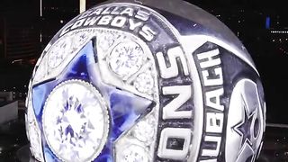 Super Bowl rings on the MSG Sphere in Las Vegas.