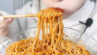 Mukbang korean fried noodles