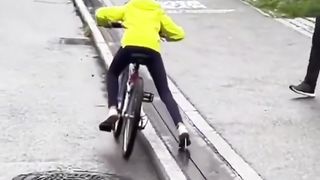 Bicycle escalator in Norway.