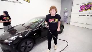Surprised David Dobrik With Custom Tesla