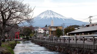 Time lapse of a street and mount Fuji
