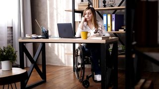 Upset woman working from home