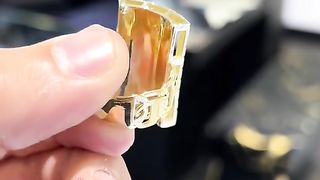 Real Gold Santa Muerte Greek Design Chino Link Ring