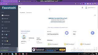 Вивід із сайту Faucetoshi! Сайт виплачує без внесків.