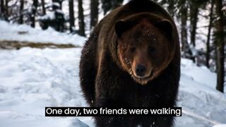 Story of the Bear And Two Friends. Kids story. In English language.
