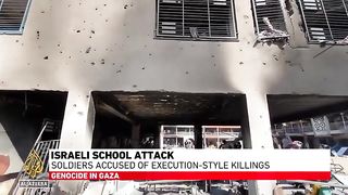Palestinians assess damage to UNRWA school in northern Gaza after Israeli attack