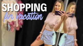 Choosing see-through clothes for vacation _ Shopping with Stella in dressing room