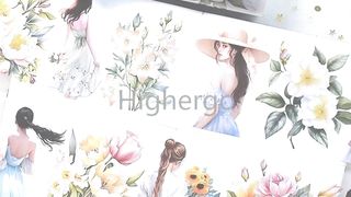 2m/Roll Flower Girls PET Tape Vintage Decorative Masking Tape for Stickers Scrapbooking Planner Journal Aesthetic Stationery