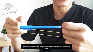 TRIK SULAP Bolpoin Menembus KARET Trik Sulap Karet - Cara Sulap Karet