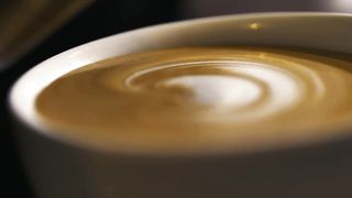 Close up view, serving a sparkling cappuccino