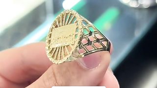 Men's Solid Gold Nugget Last Supper Ring
