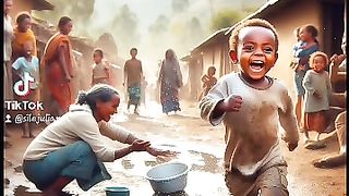 Boy running from bathing