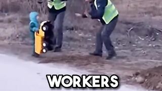 Little kid wanted to play with big machines