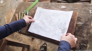 The process of carving DEER Glowing Art from a piece of Wood